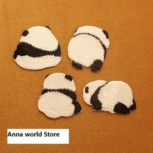 Free shipping 6pcs/lot Embroidery patch children stick clothing DIY cartoon buiter mark woven lable of cute pandas back tape