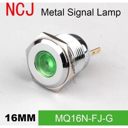 NCJ 16mm Metal LED Signal lamp Indicator pilot Warning light Signalization boat car panel dashboard 3V 6V 12V 24V 110V 220V