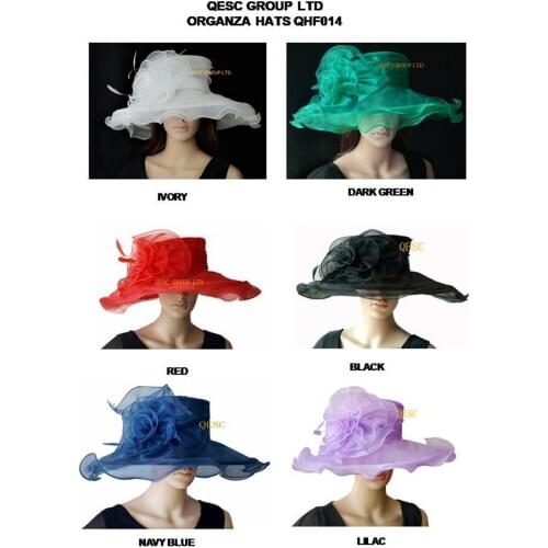 NEW Organza hat sinamay hat with flower and feather,for wedding/races/party/church.,lilac,red,navy blue.dark green,black,ivory