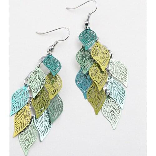 New fashion Leaf Earring Color Small Nine Pieces Of Auriculars Ornaments Europe and America computer piece eardrop copper access