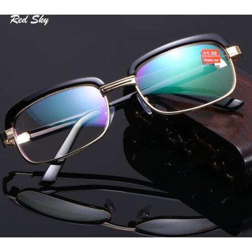 Metal Half Frame Reading Glasses 2019 Women Men Anti Blue Light Resin Lense Prescription Reading Eyeglasses +1.0 +1.5 +2.0 +2.5