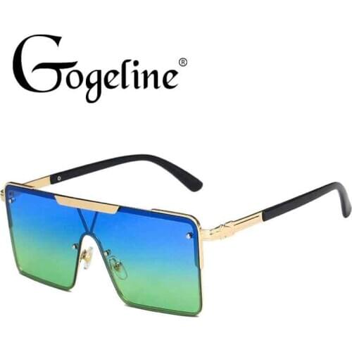 One Piece Oversized Square Sunglasses For Women Luxury Brand Gradient Sun Glasses Female Big Shades green blue uv400 hot