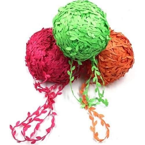 Olive Green Leaves Leaf Trim Ribbon 20 M for DIY Craft Party Wedding Home Decoration Creative Color Striped Silk Cloth Wicker