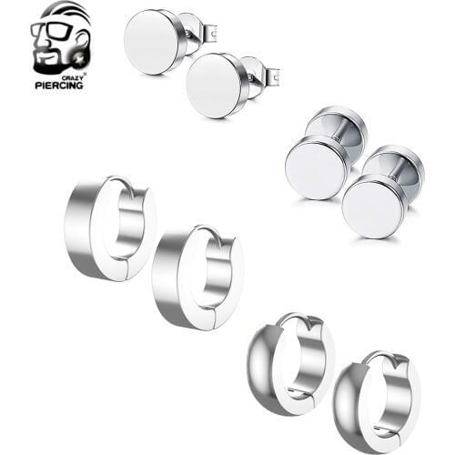 4 Pairs 1 Set Unisex Steel Ear Tragus Studs Ear Plugs Round Hoop Daith Earrings Helix Lobe Piercings Rings Jewelry For Woman Man