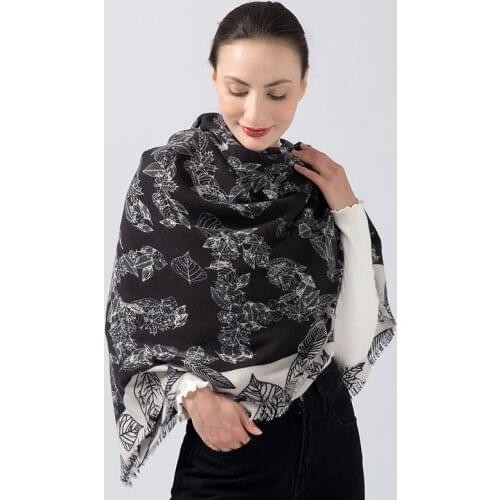 2021 winter womens large square scarf cashmere leopard print scarf cashmere shawl warm soft ladies blanket 130X130
