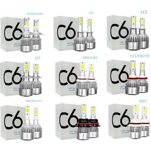2PCS C6 led Car Headlight H7 LED H4 Bulb H8 H1 H3 H11 HB3 9005 HB4 9006 9007 Auto Lamps Fog Lights 3000K 6000K 8000K wholesale