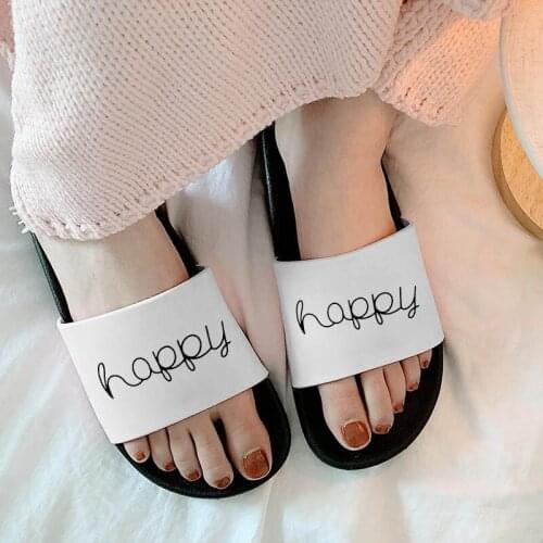 Happy Letter Simple New Slippers Summer Beach Fashion Open Toe Outdoor Indoor Home Non-slip Slides 2021