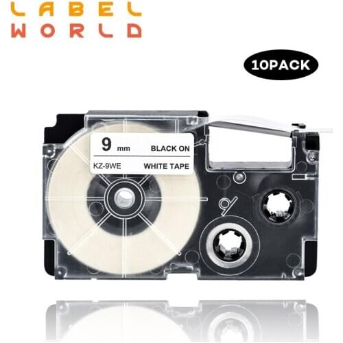 10 PACK casio 9/12/18mm label tape black on white compatible label tapes xr9we xr 9we XR-9WE for KL-60 typewriter KL-60SR kl120