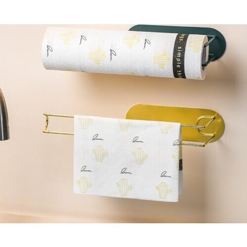 Wrought Iron Cling Film Towel Rack Kitchen Oil Absorbing Paper Storage Holder Wall-mounted Door Cabinet Hanging Household Tools
