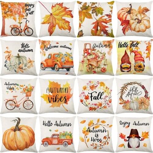 Thanksgiving Waterproof Cushion Cover 45X45 Autumn Maple Leaf Pumpkin Pillowcase Decorative Sofa Cushions Pillow Covers
