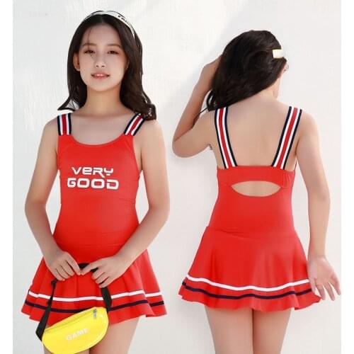 25-90 kg 2020 new big girl one-piece skirt small fresh girls hot spring swimwear wholesale Suitable for swimming