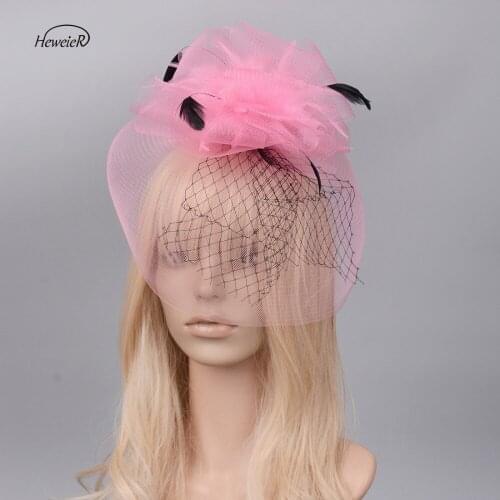 Bridal Lady Women Feather Net Fascinator Derby Hat Races Cocktail Party Hair Jewelry Clip Fancy Headdress Hairpiece Accessories