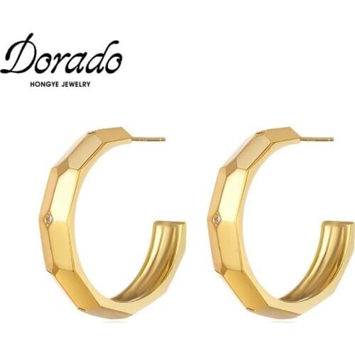 Dorado Retro Irregular Large Round Not Closed Circle Hoop Earrings for Women Funk Metal Party Zircon Jewelry Female Statement