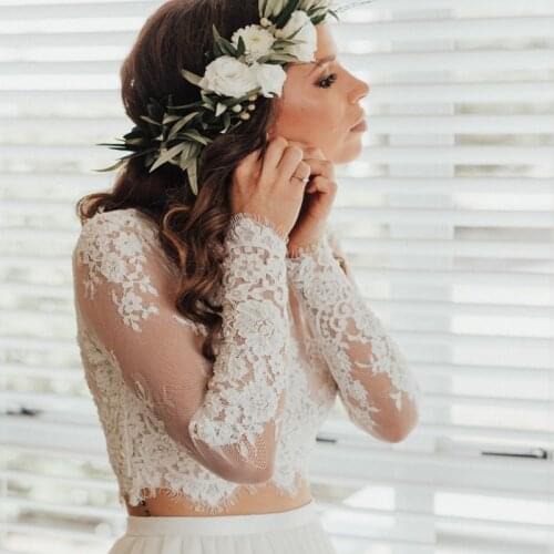 Vintage Women White ivory New Wedding Jacket Top Lace Applique Bridal Bolero Long Sleeve Wraps Custom Made Jackets