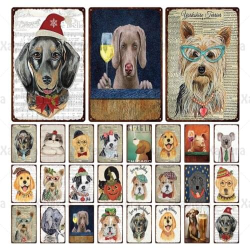 Animal Dog Cat Koala Retro Sign Metal Poster Tin Sign Wall Decoration Iron Plaque Bar Pub Pet Shop Home Decoration Pig Elephant