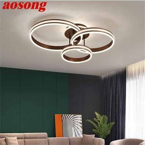 AOSONG Nordic Gold Ceiling Lights Fixtures Modern Creative Round Lamps LED Home For Living Room
