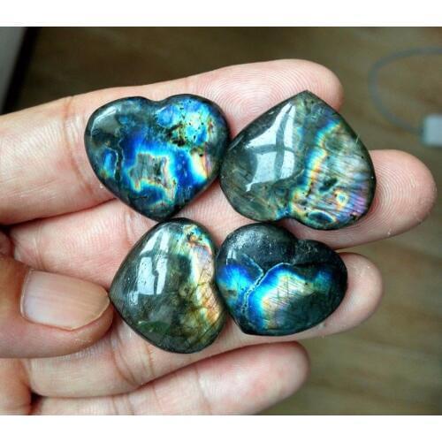 1pcs Natural Polished Labradorite Hand Carved Heart-Shaped Healing