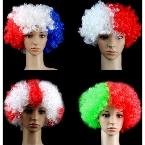 1pcs Fans Flag Color Explosive Wig Party Supplies Holiday Props Fluffy Afro Party Christmas Halloween Three-color Headdress