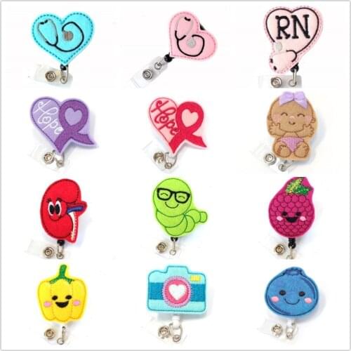 10 pieces/lot free shipping 12 styles retractable nurse ID badge card reel