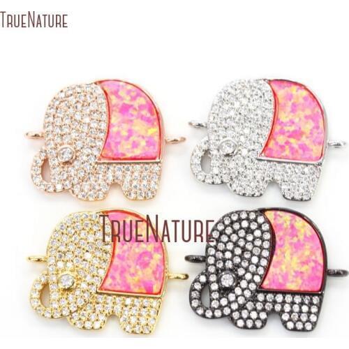 10Pcs Orange Opal Clear Zircon Micro Inserts Pure Gold Color, Sliver, Rose Gold, Gun Black Elephant Connector 17x22mm PC13985