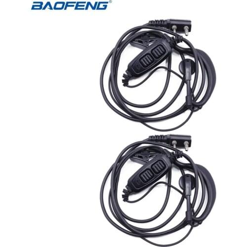 2PCS Baofeng 2 Pin Dual PTT Earpiece Headset For BaoFeng UV-82 UV-82HP UV-8D Plus GT-5TP UV 82 Walkie Talkie Two Way Radio