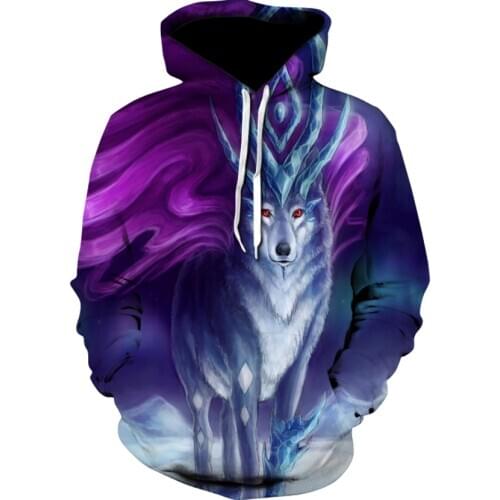 2020 high quality womens new long-sleeved color fox hoodie sweatshirt 3D fashion casual sports street hoodie