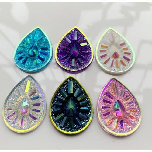 30mm*40mm water drop resin flat back rhinestone indigenous earrings, ornaments DIY jewelry made wedding decoration 24pcs/lot