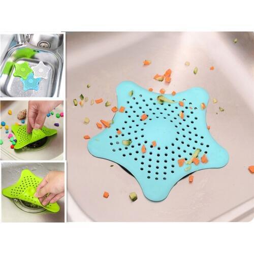 5 Color Optional Kichen Sink Filter Five-pointed Star PVC Filter Bathroom Sewer Sink Waste Strainer Filter Drain Catcher Cover