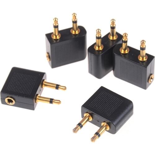 5pcs plug adapter Golden Plated 3.5mm Pro Airline Airplane Headphone Jack Plug Adapter