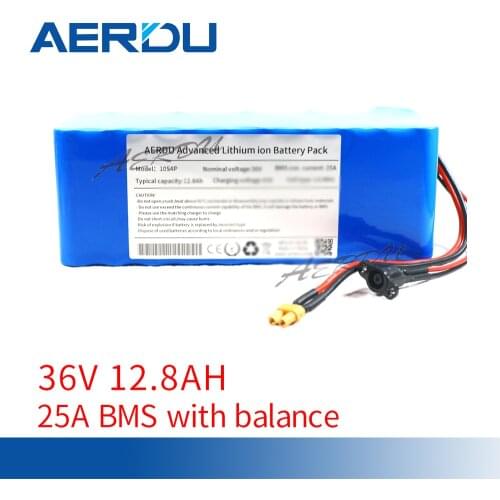 AERDU 10S4P 36V 12.8Ah battery pack series is suitable for LGEBMH11865 13ah 12ah and 25A BMS 42V ebike electric bicycle scooter