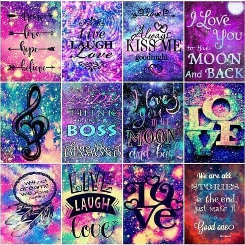 EverShine Diamond Embroidery Text Cross Stitch 5D Diamond Painting Full Drill Square Scenic Mosaic Love Needlework Handmade Gift