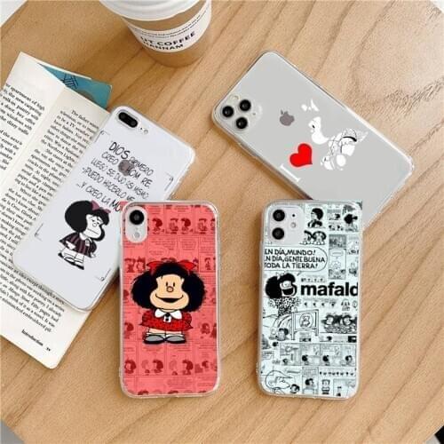 Argentina Quino Mafalda Girl Phone Case Transparent soft For iphone 5 5s 5c se 6 6s 7 8 11 12 plus mini x xs xr pro max