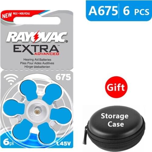 Hearing Aid Batteries Size 675 za Rayovac Extra Advanced,Pack of 6,Blue Tab PR44 1.45V Type A675 Zinc Air Battery Amplifier
