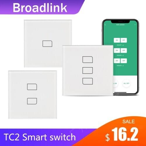 Broadlink TC2 uk version 1/2/3 Gang WiFi Home Automation Smart Remote Control Led Light Switche Touch Panel via RM4 Pro