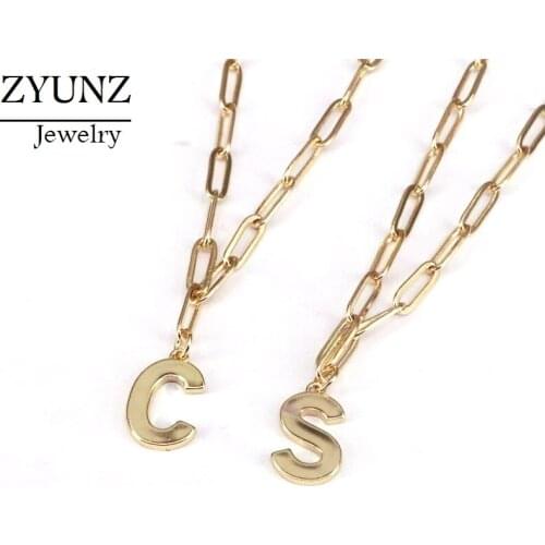 10PCS, Gold Color Letter Pendant Necklace for Women Charm Metal Chain Choker Necklace