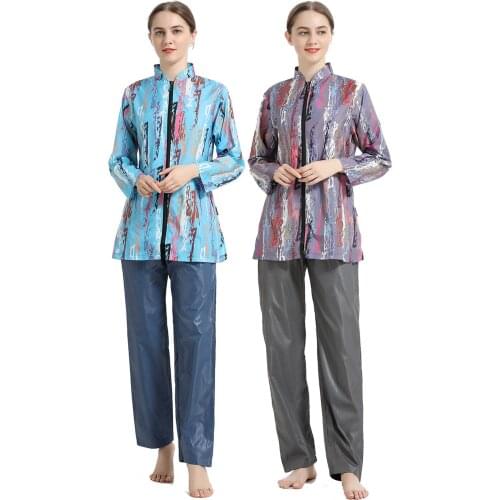 Digital Print Muslim Swimsuit Southeast Asian Hui Conservative Zipper 3 Piece Sportswear Swimming Suit for Women