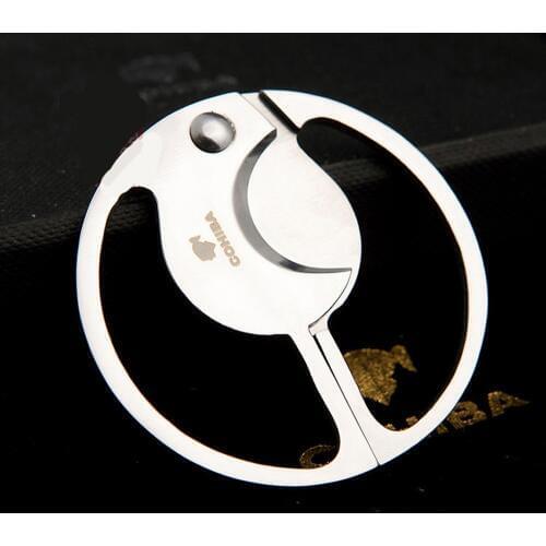 COHIBA Round Double Blades Cigar Cutter Stainless Steel Pocket Gadgets Zigarre Cigarette Knife Cuban Smoking Guillotine Tool 793
