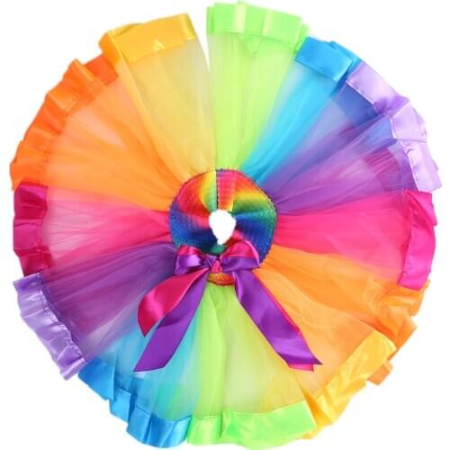 Toddler Infant Newborn Kids Baby Dancewear Colorful Tutu Skirt Lovely Girls Rainbow Tulle Mini 0-8T