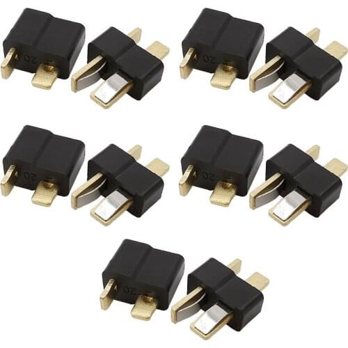 5Pair Black T-Plug Connector T Plug Deans Style Male and Female Socket for RC LiPo Battery Toys Motor Parts DIY