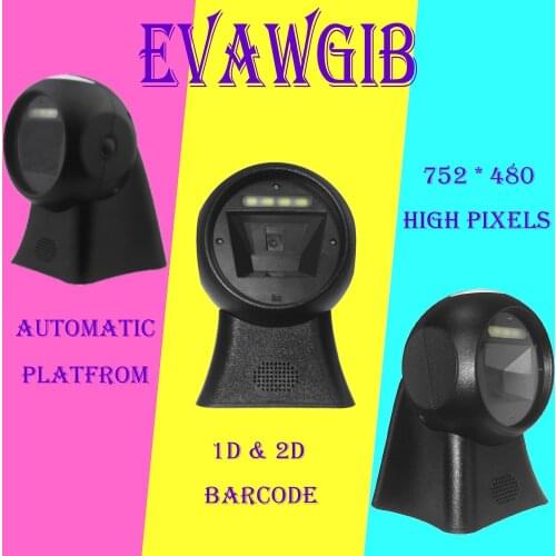 EVAWGIB EV-X9002 1D&2D Automatic Barcode Scannner Wried QR Reader For Supermarket Warehouse PDF417 Barcode Scanners Platfrom