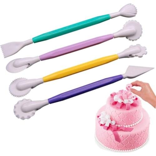 4pcs Fondant Cake Decorating Modelling Tools 8 Styles Flower Decoration Pen Pastry Carving Cutter Baking Craft Cake Mold