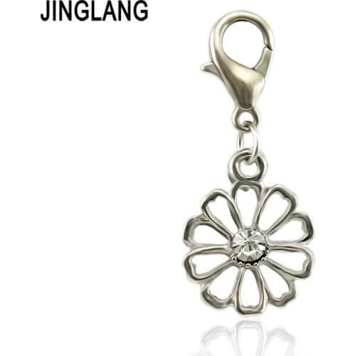 JINGLANG Hollow Flowers Charms Pendant DIY Jewelry Findings Accessories Fashion Jewelry Gift For Women Girl 50 pcs