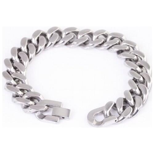 Cool Toggle-clasps Huge 15mm 8.66'' Cuban Curb Chain bracelet Stainless Steel For Fashion Mens Jewlery