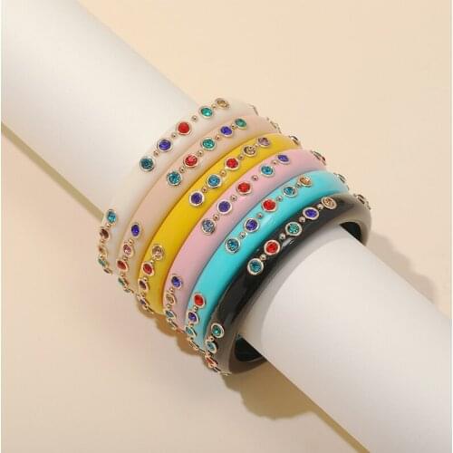 Fashion Indian Charm Bangles Bracelet for Women Cute Acrylic With Colorful Ladies Bracelets Resin Charms Crystal Bangles Girls