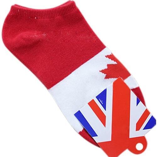 MYTL Pair of Red & White Maple Leaf Canada Flag Pattern Socks For Men