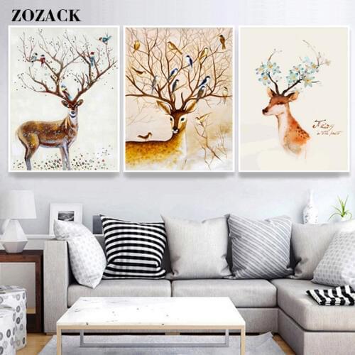 Needlework,Dmc,11CT,Cross-stitch,kits,animal,Elegant deer patterns print canva chinese Counted Cross Stitch Sets Full embroidery