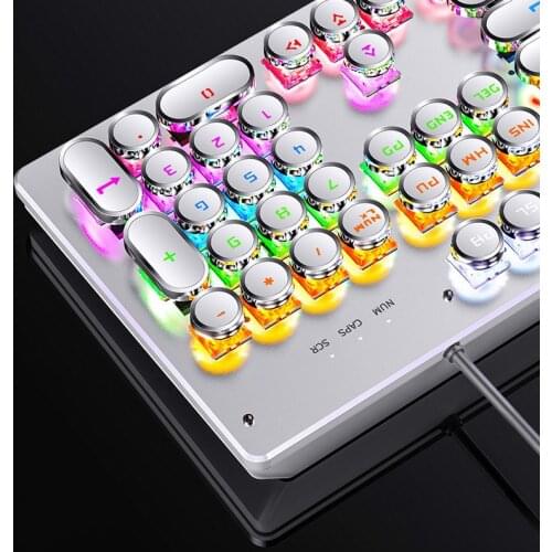 Real Mechanical Keyboard Round Retro Keycap Full Size 104 Key RGB Wired Gaming Keyboard For PC Laptop Black Blue Brown Switch