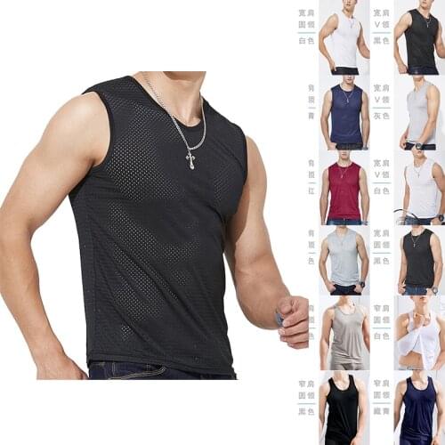 2021 Newest Men Cycling Base Layer Cool Breathable Vest High Elastic Sleeveless Underwear Man Quick Dry Mesh Motorcycle Tops