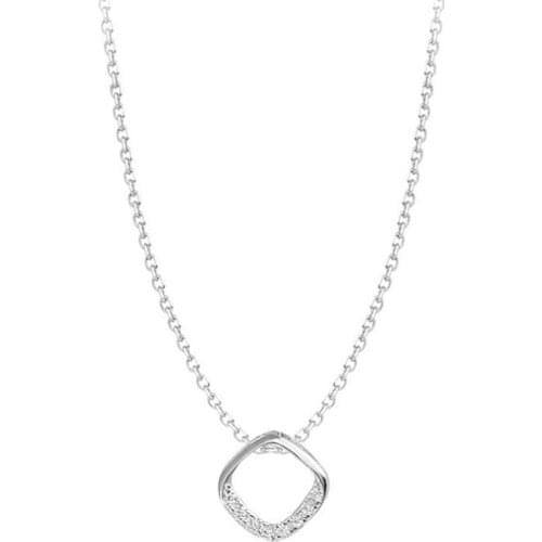 New Creative Geometric Simple Square Crystal 925 Sterling Silver Jewelry Student Female Clavicle Chain Pendant Necklaces H550