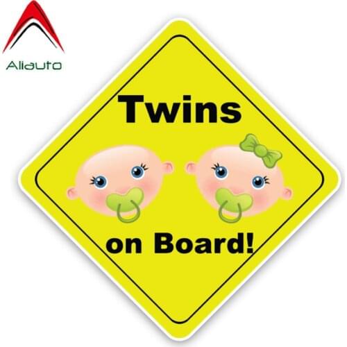 Aliauto Safety Caution Sign Car Sticker Twins on Board Pacifier Vinyl Decal Cover Scratches for Peugeot Passat B7 Kia ,14cm*14cm